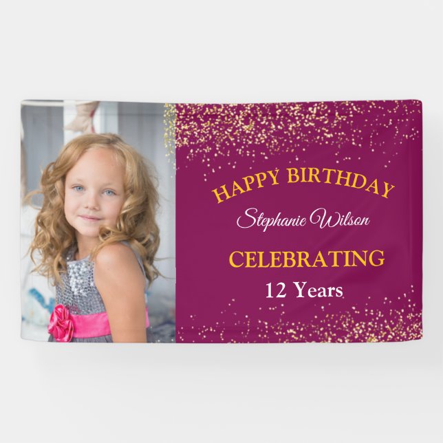 Personalisiert Happy Birthday Foto Celebration Banner (Horizontal)