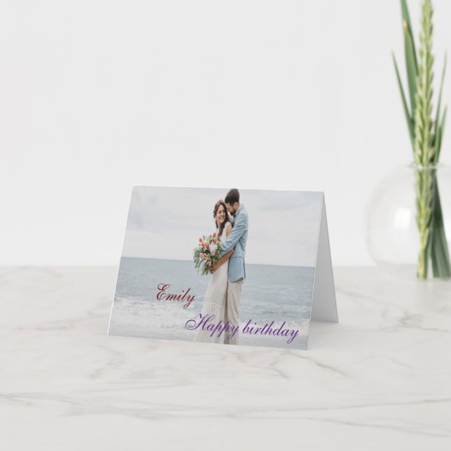 Personalisiert Happy Birthday Foto Ehefrau Karte (Vorderseite)