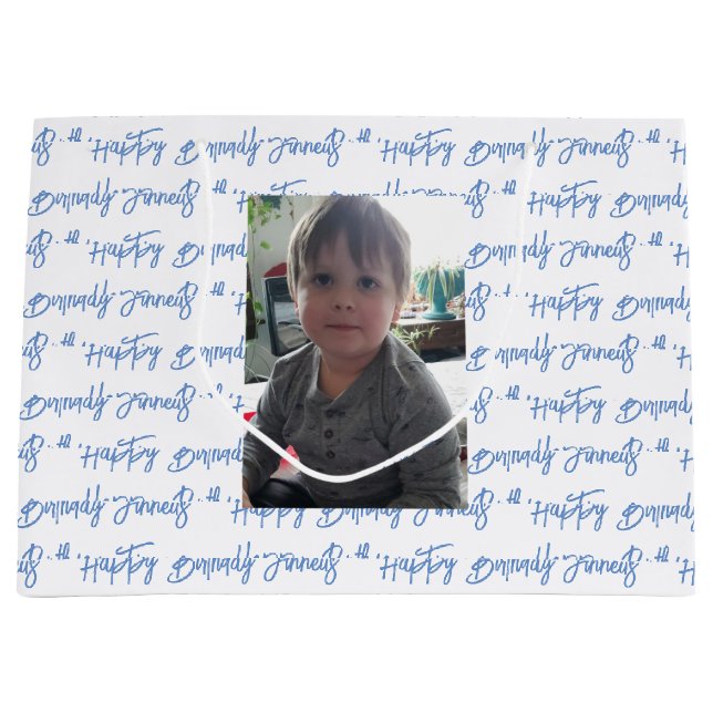Personalisiert Happy Birthday Foto Große Geschenktüte (Vorderseite)