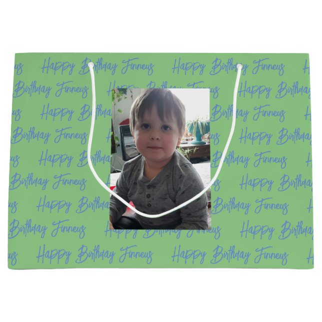 Personalisiert Happy Birthday Foto Große Geschenktüte (Vorderseite)