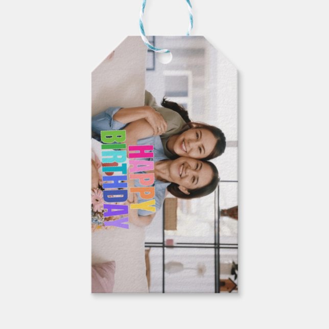 Personalisiert Happy Birthday Foto Name Quotes Geschenkanhänger (Vorderseite)