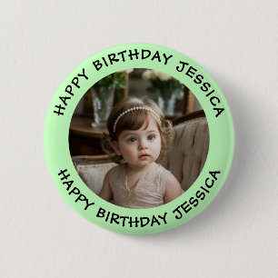 Personalisiert Happy Birthday Foto Name und Alter Button