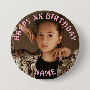 Personalisiert Happy Birthday Foto Name und Alter Button