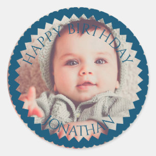 Personalisiert Happy Birthday Fügen Sie Ihren Foto Runder Aufkleber