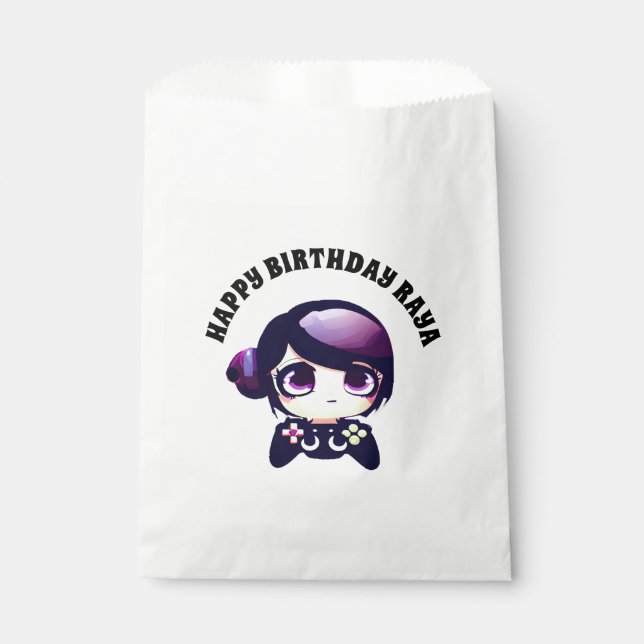 Personalisiert Happy Birthday Gaming Thema Lila Geschenktütchen (Vorderseite)