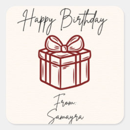 Personalisiert Happy Birthday Geschenksticker Quadratischer Aufkleber