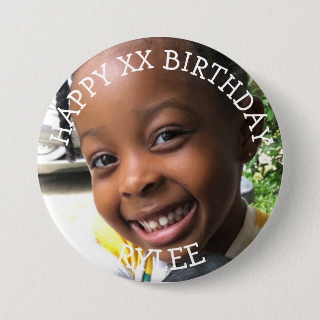 Personalisiert Happy Birthday Girl Button (Vorderseite)