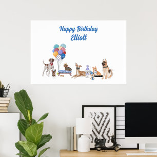 Personalisiert Happy Birthday Kanine Hunde Rassen Poster