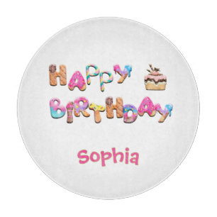 Personalisiert Happy Birthday Leckereien farbenfro Schneidebrett