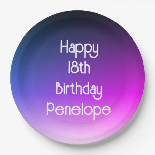 Personalisiert Happy Birthday Ombre Lila Pappteller