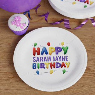 Personalisiert Happy Birthday Paper Plate Pappteller