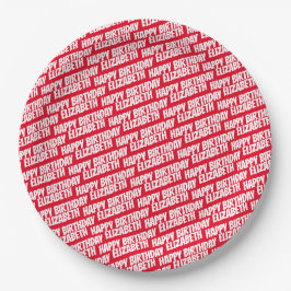 Personalisiert Happy Birthday Party Plate Red Pappteller