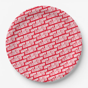Personalisiert Happy Birthday Party Plate Red Pappteller