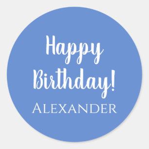 Personalisiert Happy Birthday Pastel Blue Gift Lab Runder Aufkleber