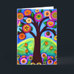 Personalisiert Happy Birthday Sister Karte<br><div class="desc">Schwester Birthday Card. Farbenfrohe skurrile Kunstwerke. Baum in Gelb,  Weiß,  Blau und Lila Blumen und Blätter. Die künstlerische Intelligenz erzeugte Kunst.</div>