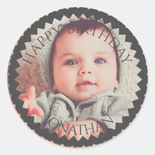 Personalisiert Happy Birthday tragen Sie Ihren Fot Runder Aufkleber