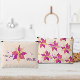Personalisiert Happy Blume Accessory Pouch Zubehörtasche