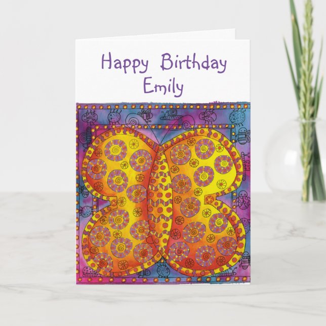 Personalisiert Happy Butterfly Geburtstagkarte Karte (Vorderseite)