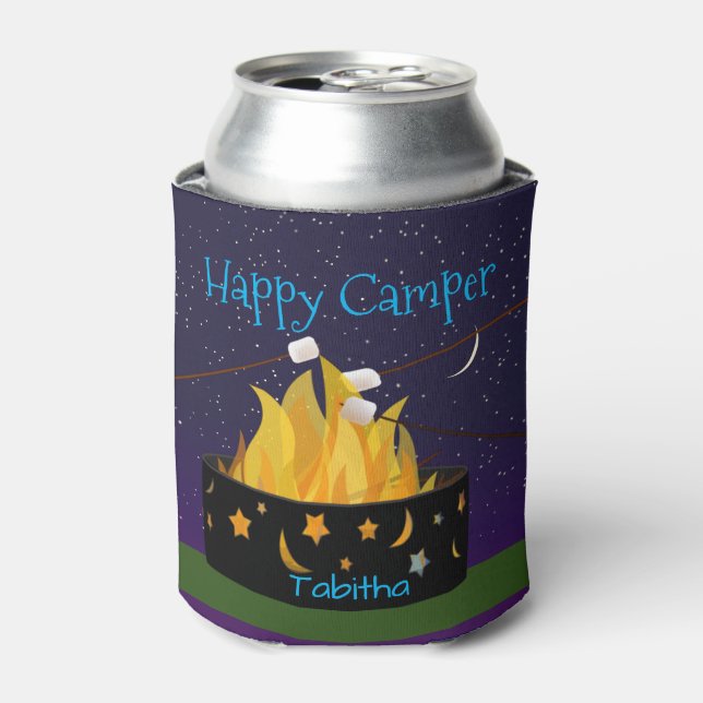 Personalisiert Happy Camper Dosenkühler (Kanne Vorderseite)