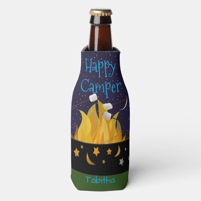 Personalisiert Happy Camper Flaschenkühler (Flaschenvorderseite)