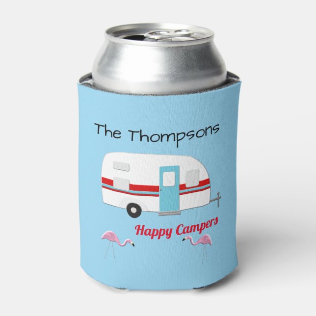 Personalisiert Happy Campers Dosenkühler (Kanne Vorderseite)