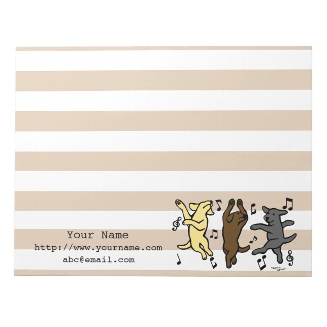 Personalisiert Happy Dancing Labrador Trio Cartoon Notizblock (Vorderseite)