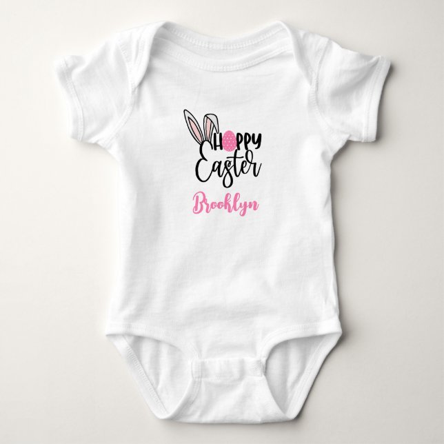 Personalisiert Happy Easter Baby One Piece Bodysui Strampler (Vorderseite)