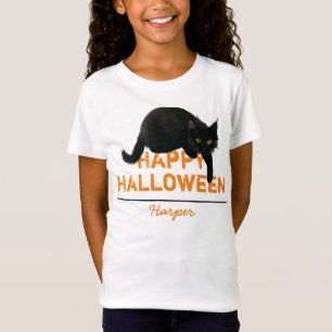 Personalisiert Happy Halloween Black Cat T-Shirt