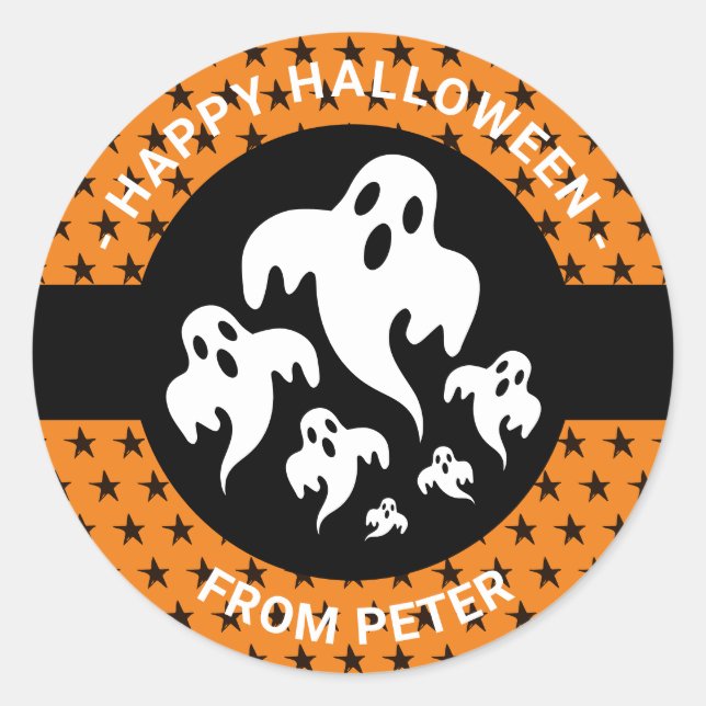 Personalisiert Happy Halloween Boo Kids Sticker (Vorderseite)