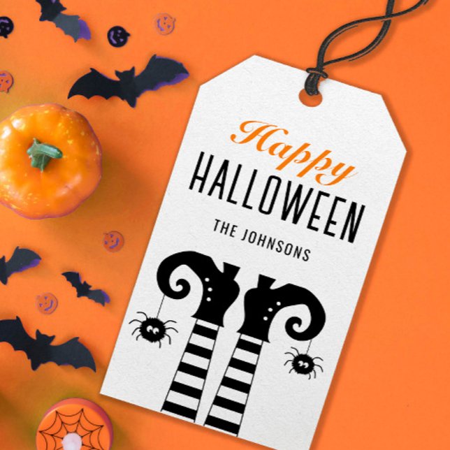 Personalisiert Happy Halloween Hexenfilet White Geschenkanhänger (Von Creator hochgeladen)