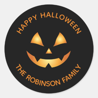 Personalisiert Happy Halloween Kürbislaterne Runder Aufkleber