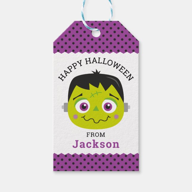 Personalisiert Happy Halloween Monster-Geschenk-Ta Geschenkanhänger (Vorderseite)