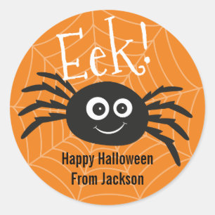 Personalisiert Happy Hallowen Spider Round Aufkleb Runder Aufkleber