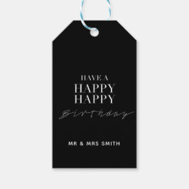 Personalisiert "Happy Happy Birthday" Black Geschenkanhänger