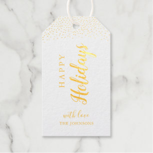Personalisiert Happy Holidays Goldfolie Geschenkan Geschenkanhänger
