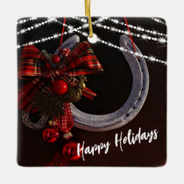Personalisiert Happy Holidays Horseshoe Weihnachte Keramikornament
