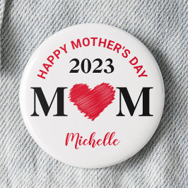 Personalisiert Happy Mother's Day Button (rot)