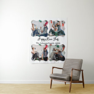 Personalisiert Happy New Year Script 4 Collage Fot Wandteppich