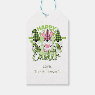 Personalisiert Happy Oaster Gnomes Pink Green Geschenkanhänger