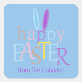 Personalisiert Happy Oster Bunny Ears Blau Lila Quadratischer Aufkleber