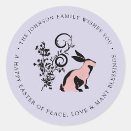 Personalisiert Happy Oster Modernes Bunny Runder Aufkleber