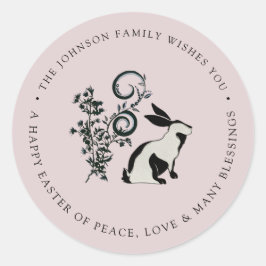 Personalisiert Happy Oster Modernes Bunny Runder Aufkleber