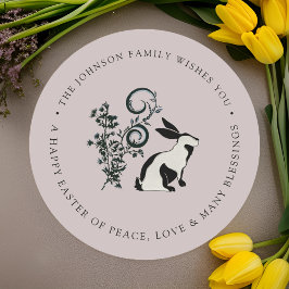 Personalisiert Happy Oster Modernes Bunny Runder Aufkleber