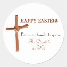 Personalisiert Happy Osterpalme Cross Earthy Famil Runder Aufkleber