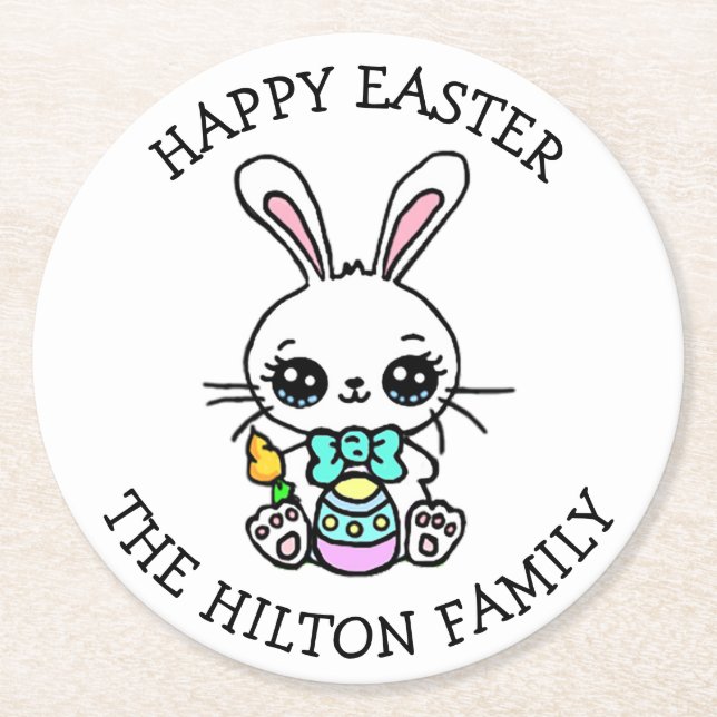 Personalisiert Happy Ostersonne Saison Runder Pappuntersetzer (Vorderseite)