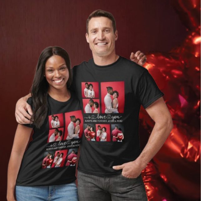 Personalisiert Happy Valentines Day 6 Foto T-Shirt (Von Creator hochgeladen)