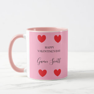 Personalisiert Happy Valentine's red heart pink Tasse