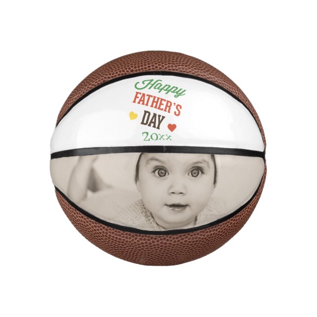 Personalisiert Happy Vathers Day Foto Geschenk Mini Basketball (Vorderseite)