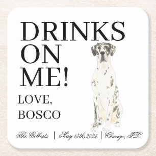 Personalisiert Harlequin Great Dane Wedding Rechteckiger Pappuntersetzer