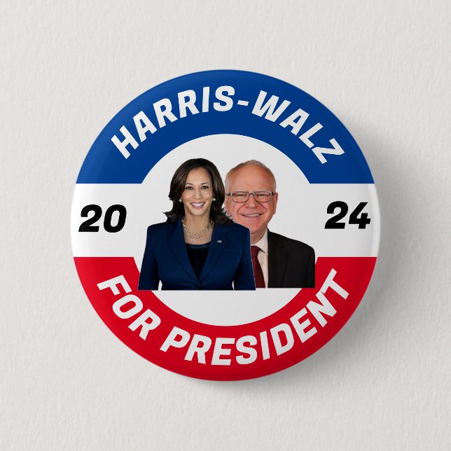 Personalisiert Harris Walz für Präsident 2024 Button (Vorderseite)